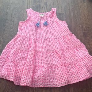 Hatley Pink Checkered Dress with Blue Tassels
